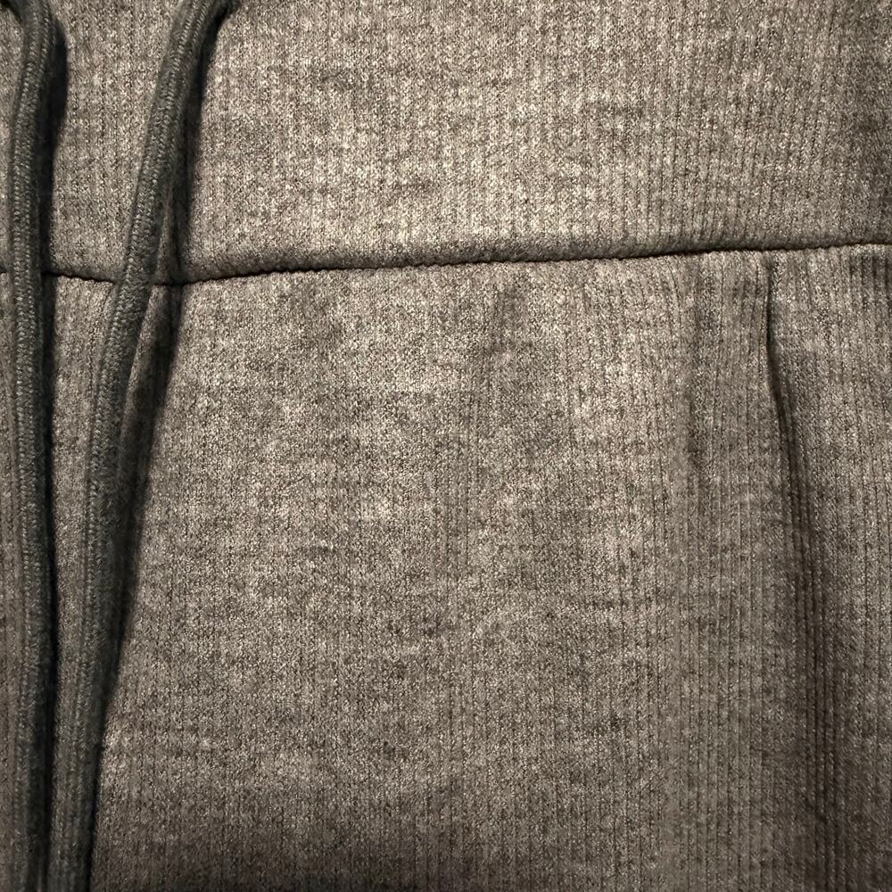 Ribbed High Waisted Tummy Control Drawstring Wide Leg Color Block Fleece Trouser - Picture 7 of 9